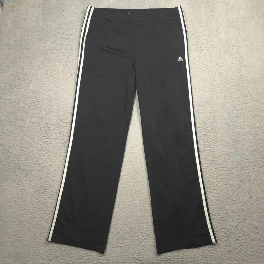 Adidas 3-Stripes Track Pants Men's Large Black White Excellent Pre-Owned